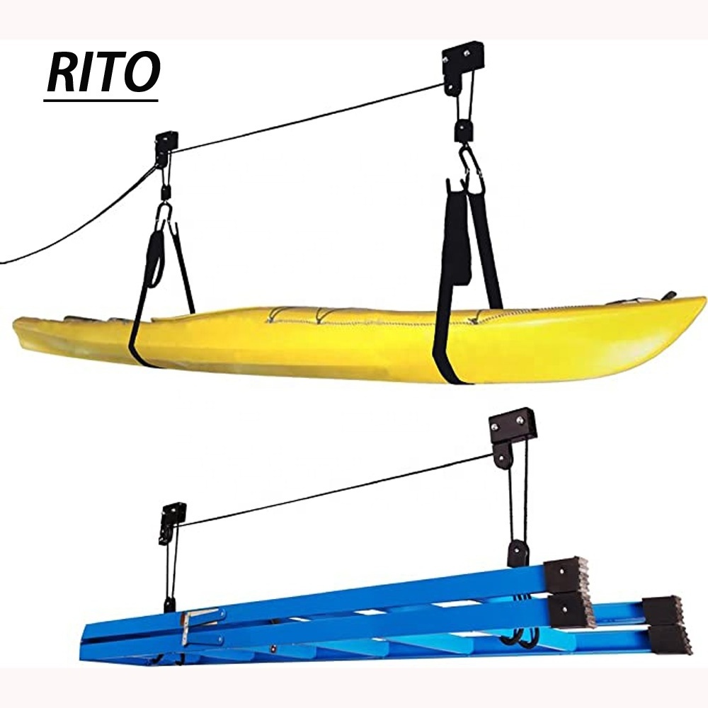 125 lbs capacity overhead pulley system ceiling lift garage roofing kayak hoist for canoe bike ladder storage