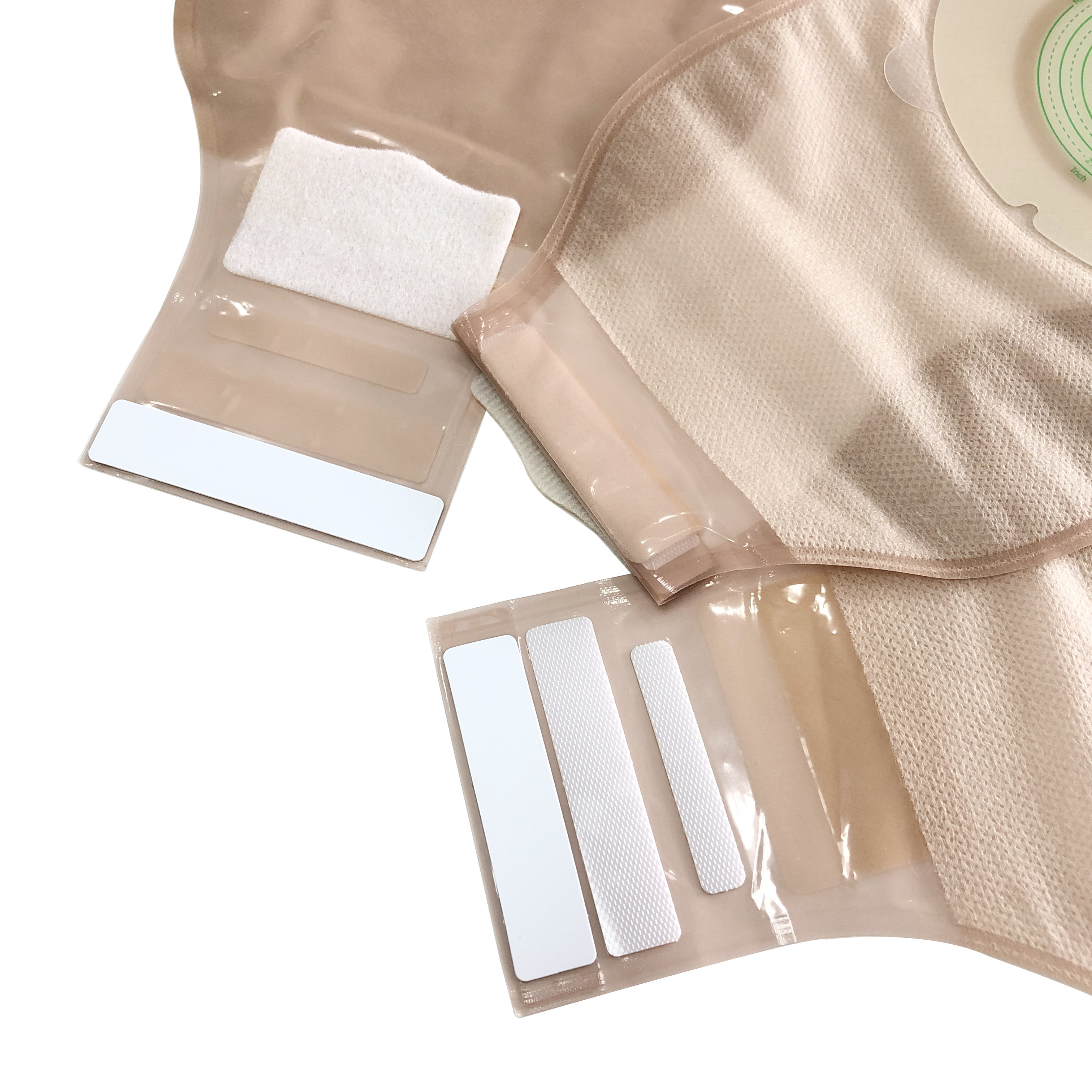 Good Quality Medical  Adhesive Beige Color Different Cut Size Drainable Urostomy Stoma Bag With Clip