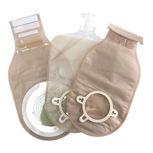 Good Quality Medical  Adhesive Beige Color Different Cut Size Drainable Urostomy Stoma Bag With Clip