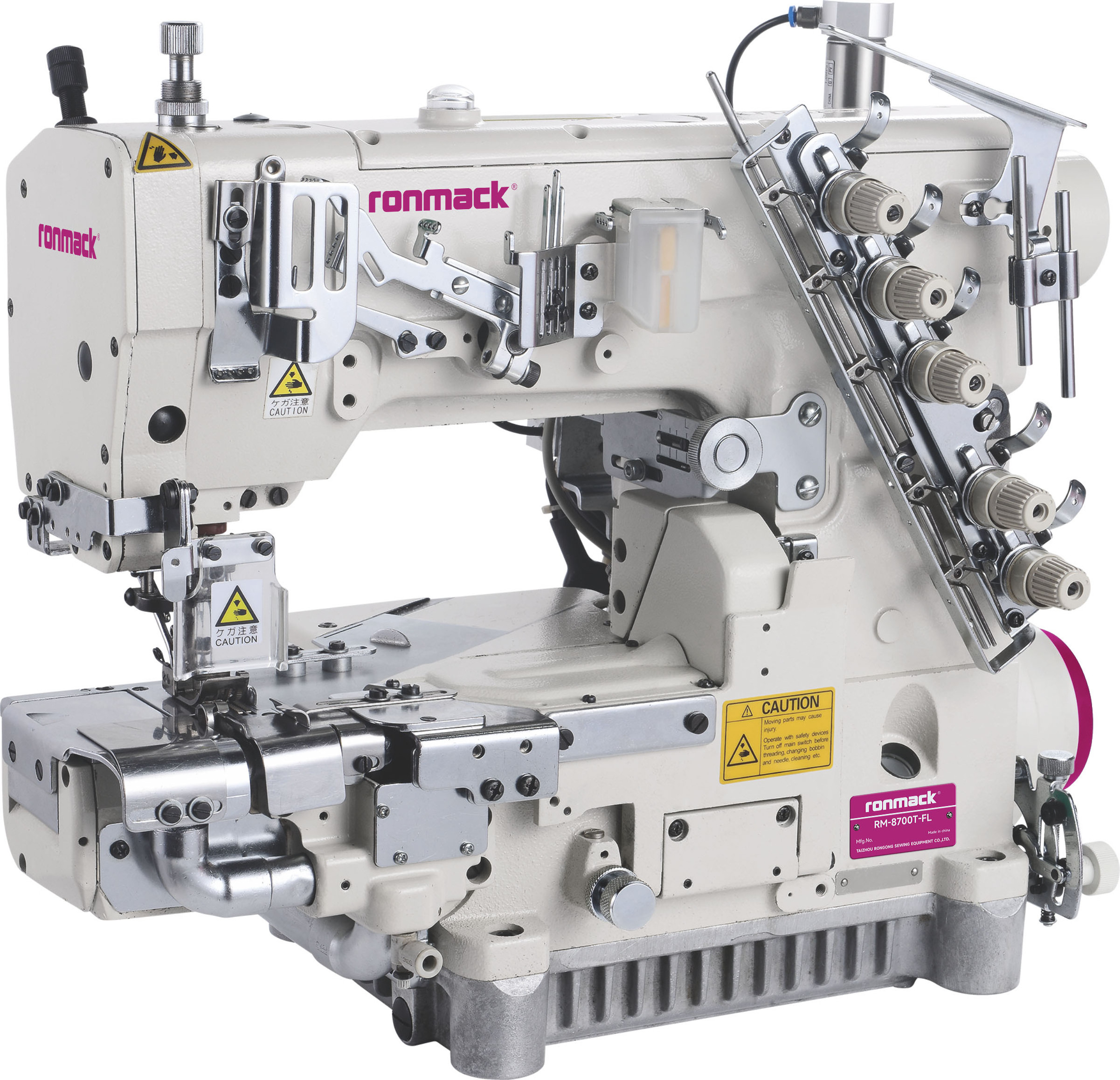 RONMACK RM-8700T-FL High Speed cylinder-bed Left Hand Knife Top&Bottom Feed Interlock Sewing Machine