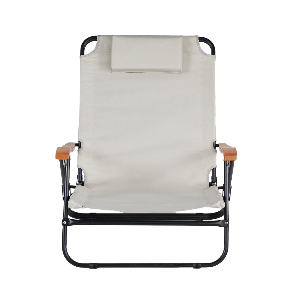 Outdoor Portable Four-position Adjustable Backrest with Pillow Folding Camping Chair