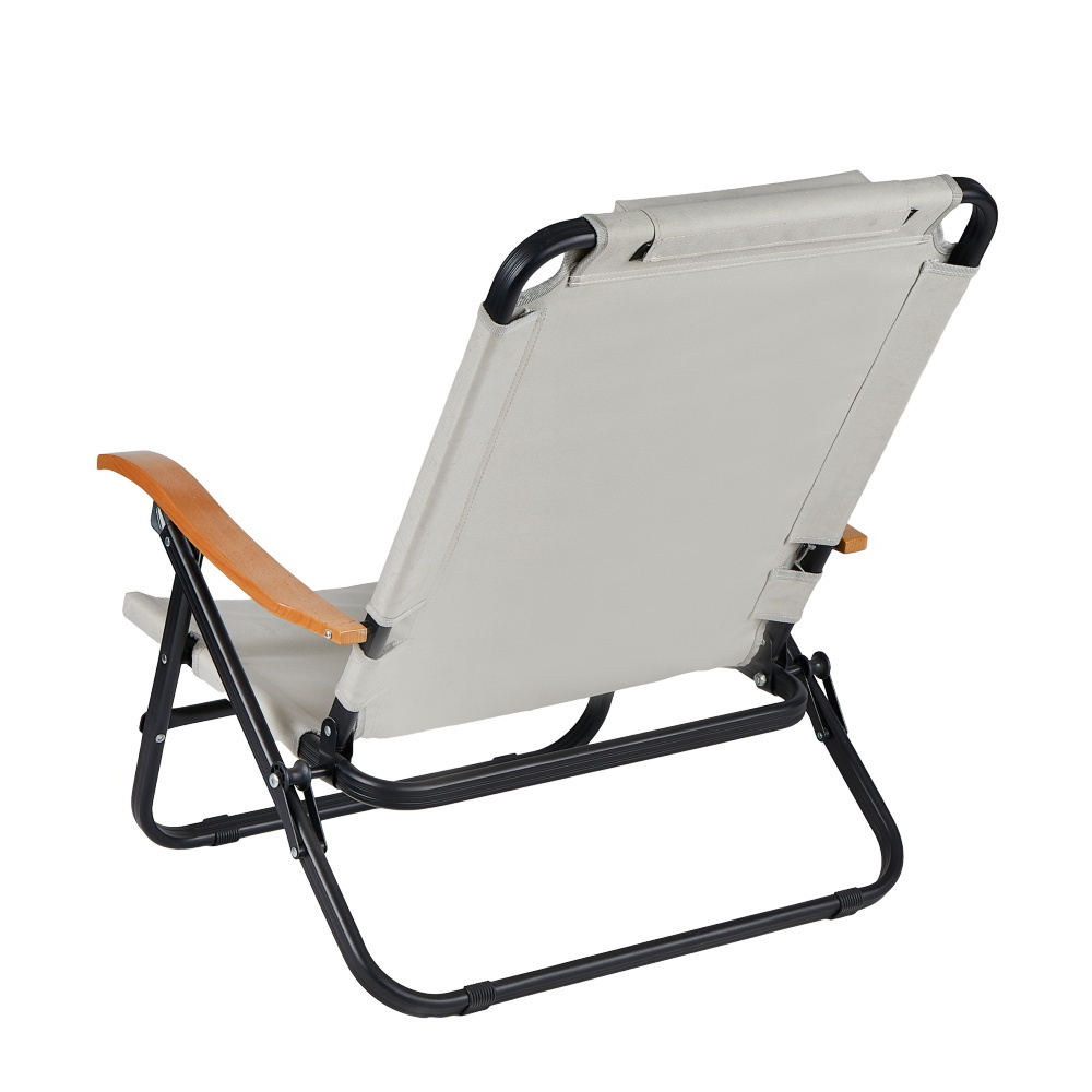 Outdoor Portable Four-position Adjustable Backrest with Pillow Folding Camping Chair