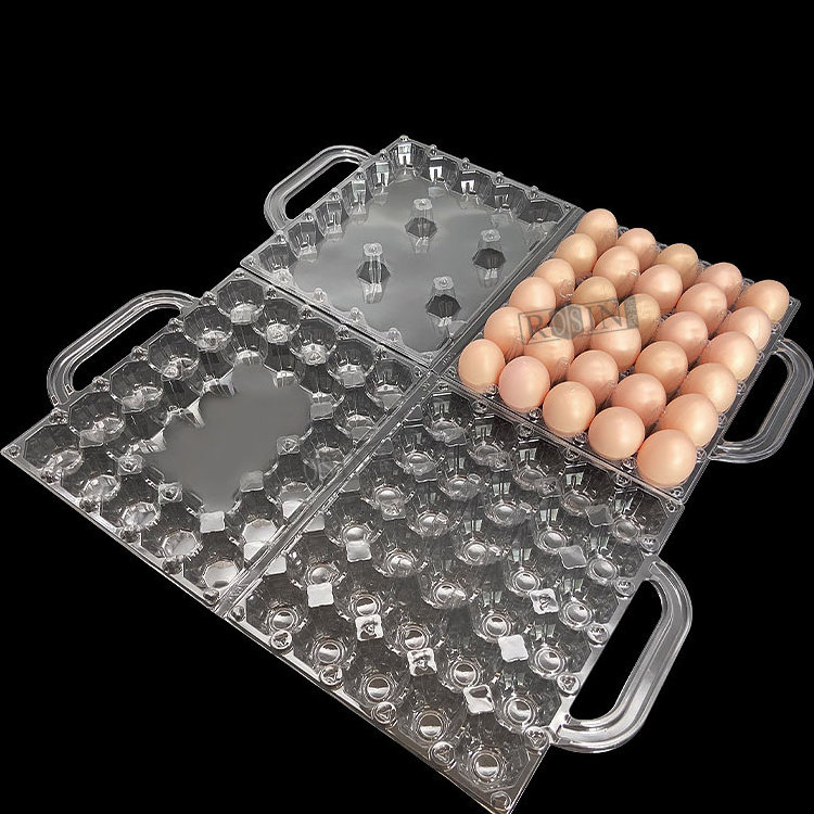 30 pack PET plastic clear duck goose quail egg tray molds egg chicken box with handle for sale