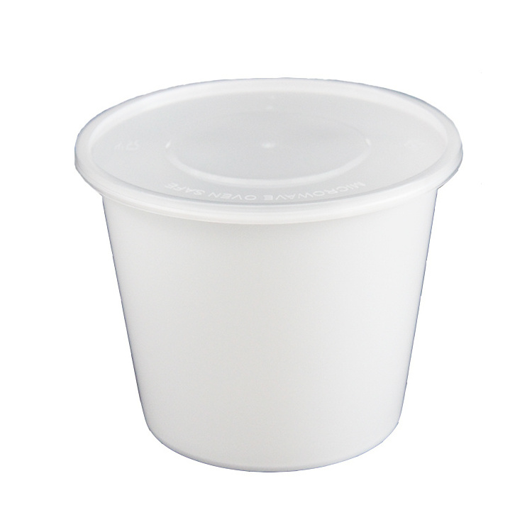 Eco Friendly PP Fast Food Bowl Disposable Round Takeaway Plastic  ramen bowl takeout with separator Soup Bowl With Plastic Lid