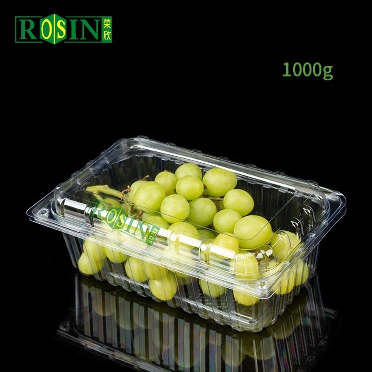 custom pet 125g 250g 500g Plastic fruit packaging clear box fruit berry strawberry clamshell container with holes