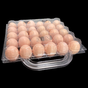 30 pack PET plastic clear duck goose quail egg tray molds egg chicken box with handle for sale