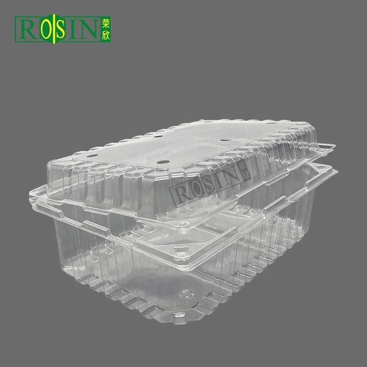 Wholesale hinge clam shell plastic transparent food packaging containers for fruit Vegetables salad packaging box