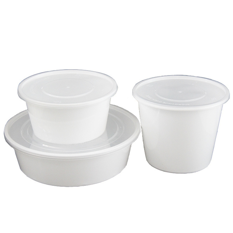 Eco Friendly PP Fast Food Bowl Disposable Round Takeaway Plastic  ramen bowl takeout with separator Soup Bowl With Plastic Lid