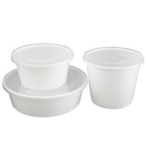 Eco Friendly PP Fast Food Bowl Disposable Round Takeaway Plastic  ramen bowl takeout with separator Soup Bowl With Plastic Lid