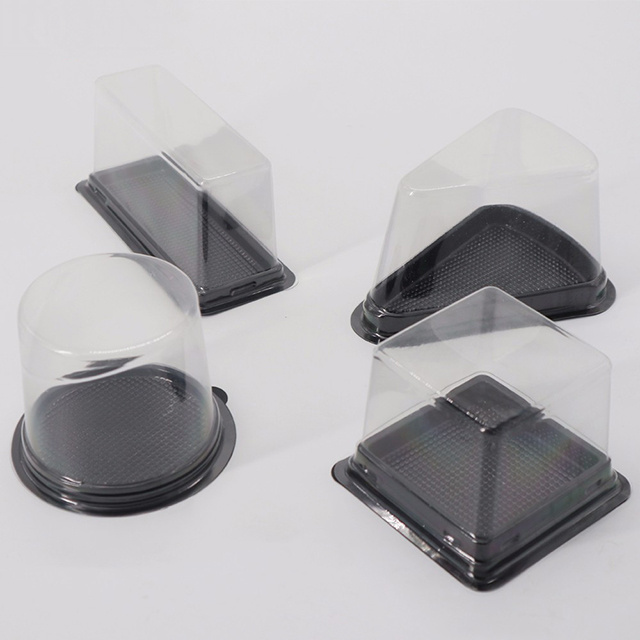 Wholesale plastic small mini roll cupcake single sliced cake clear container triangle cake slice packaging tray container