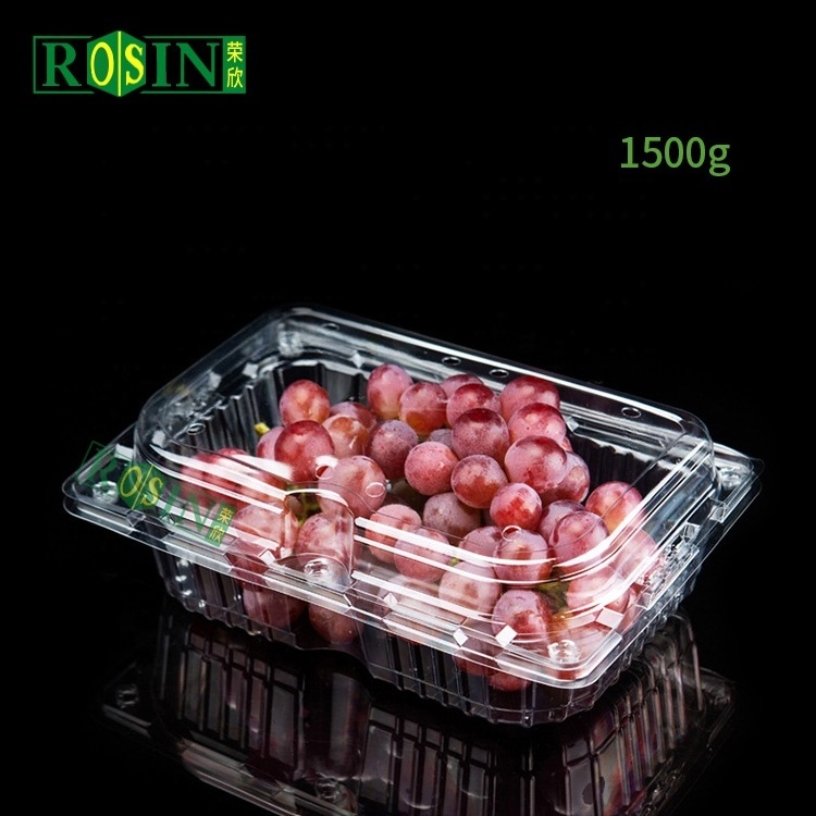 custom pet 125g 250g 500g Plastic fruit packaging clear box fruit berry strawberry clamshell container with holes