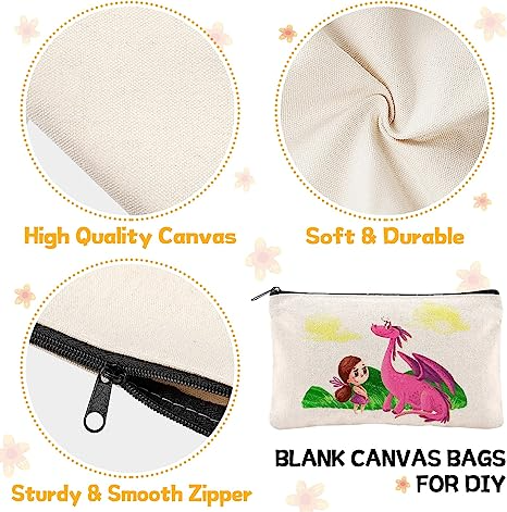 Wholesale Zipper Makeup Bag Eco-Friendly Accessory Pouch Double Sided Cotton Canvas Cosmetic Bag With Custom Printing Logo