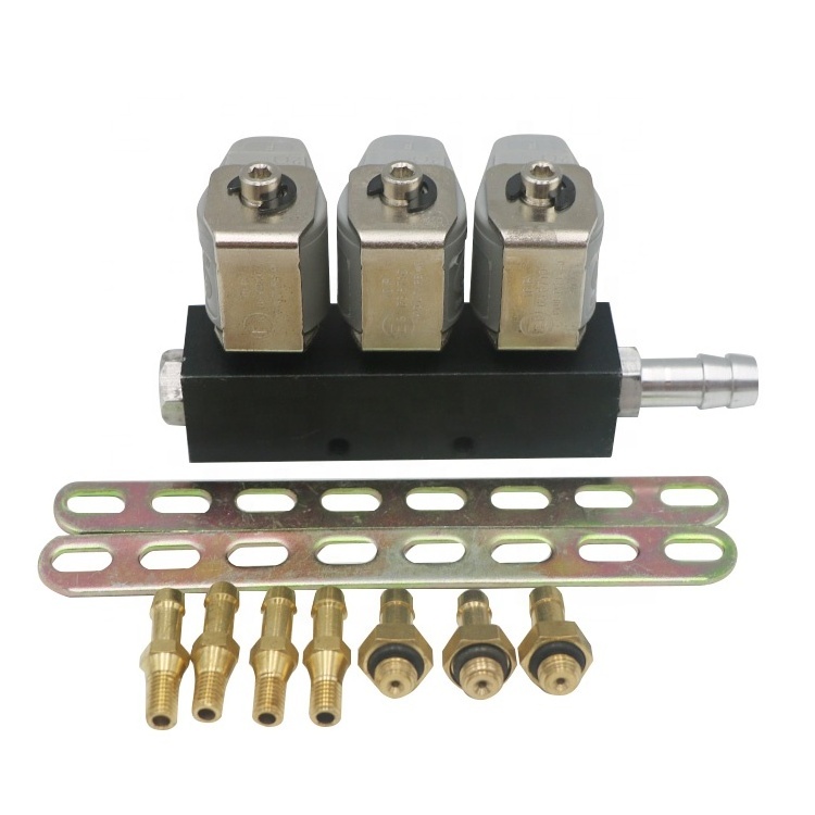 Auto cng lpg injector rails gas conversion kit 2ohm 3ohm common 3cyl cng lpg rail injection