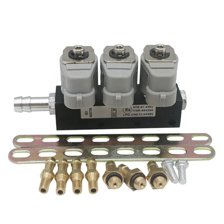 Auto cng lpg injector rails gas conversion kit 2ohm 3ohm common 3cyl cng lpg rail injection