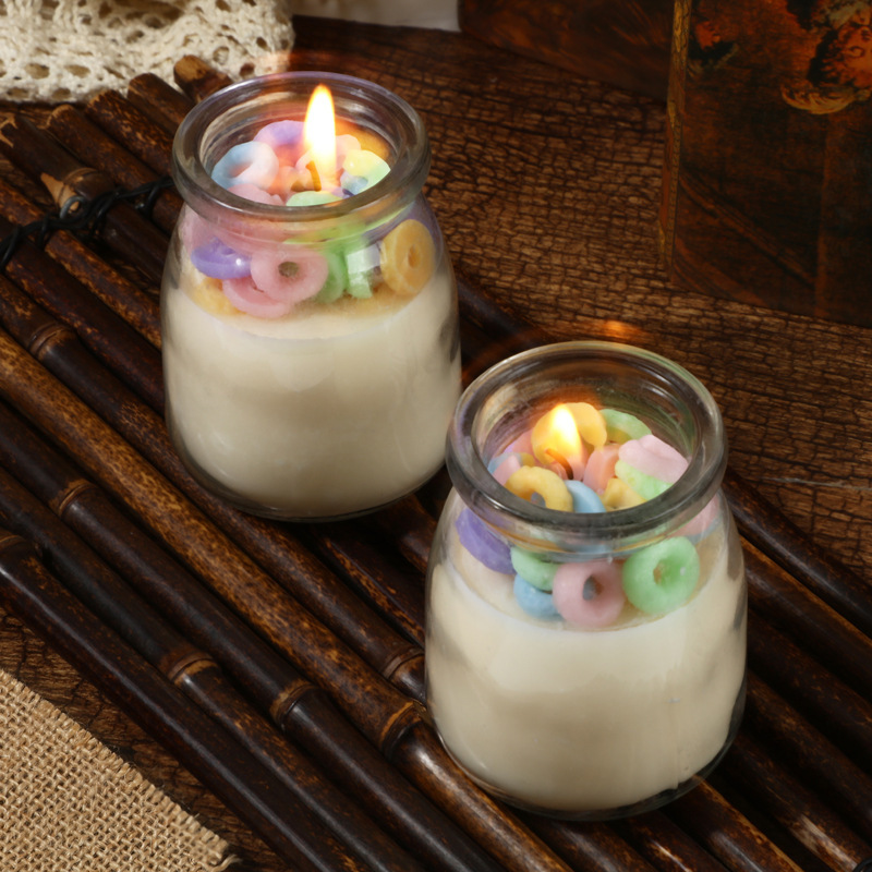 Wholesale promotion cereal soy wax 80g scented candle with milk jar