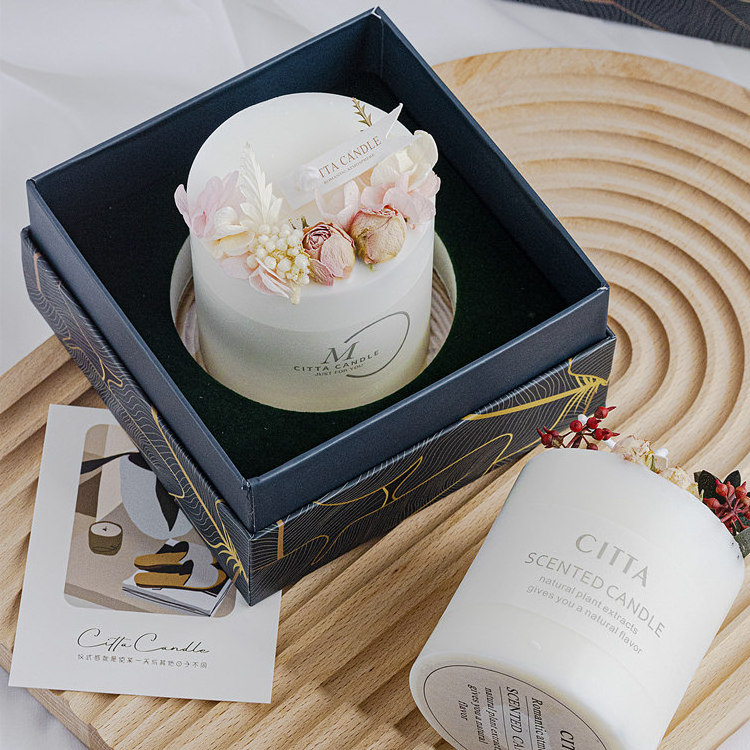 Wholesale Private Label Luxury Candles With Dried Flower Aroma Scented Mother's Day Candle With Glass Lid