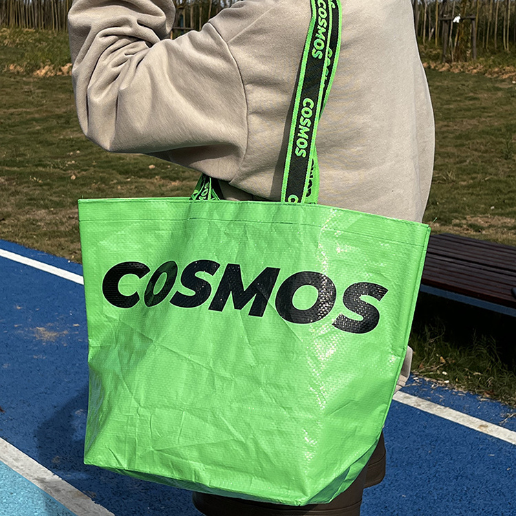 Recyclable durable custom logo laminated pe pp woven shopping bag tote