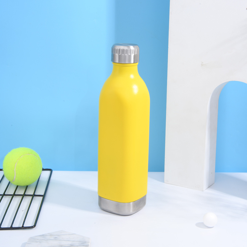 New Design Powder Coated Double Wall Vacuum Insulated Thermo Stainless Steel Square Cola Water Bottle Sport