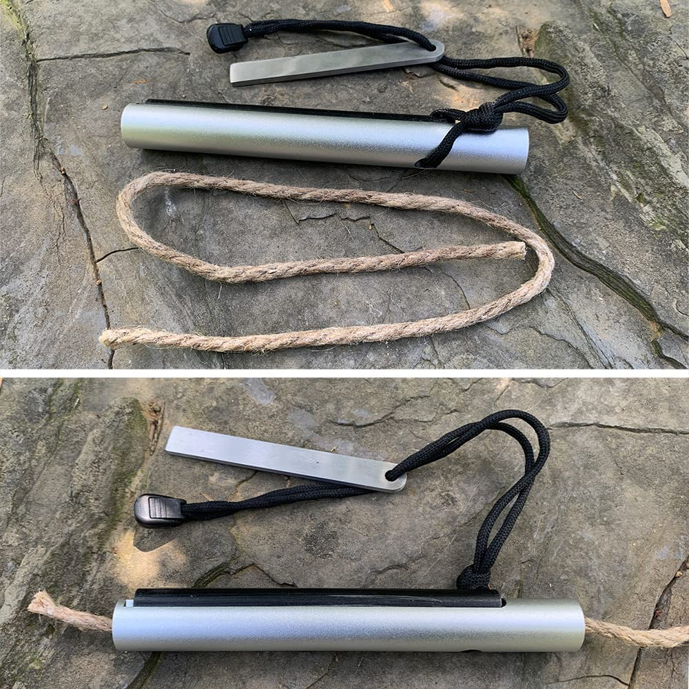 3 in 1 Flint and Steel Fire Starter Survival Tool,Ferro Rods Magnesium Camping Emergency Fire Starter Kit with Striker