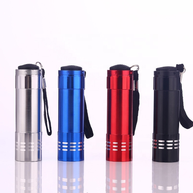 Super Bright 9 LED Mini Aluminum Flashlight with Lanyard