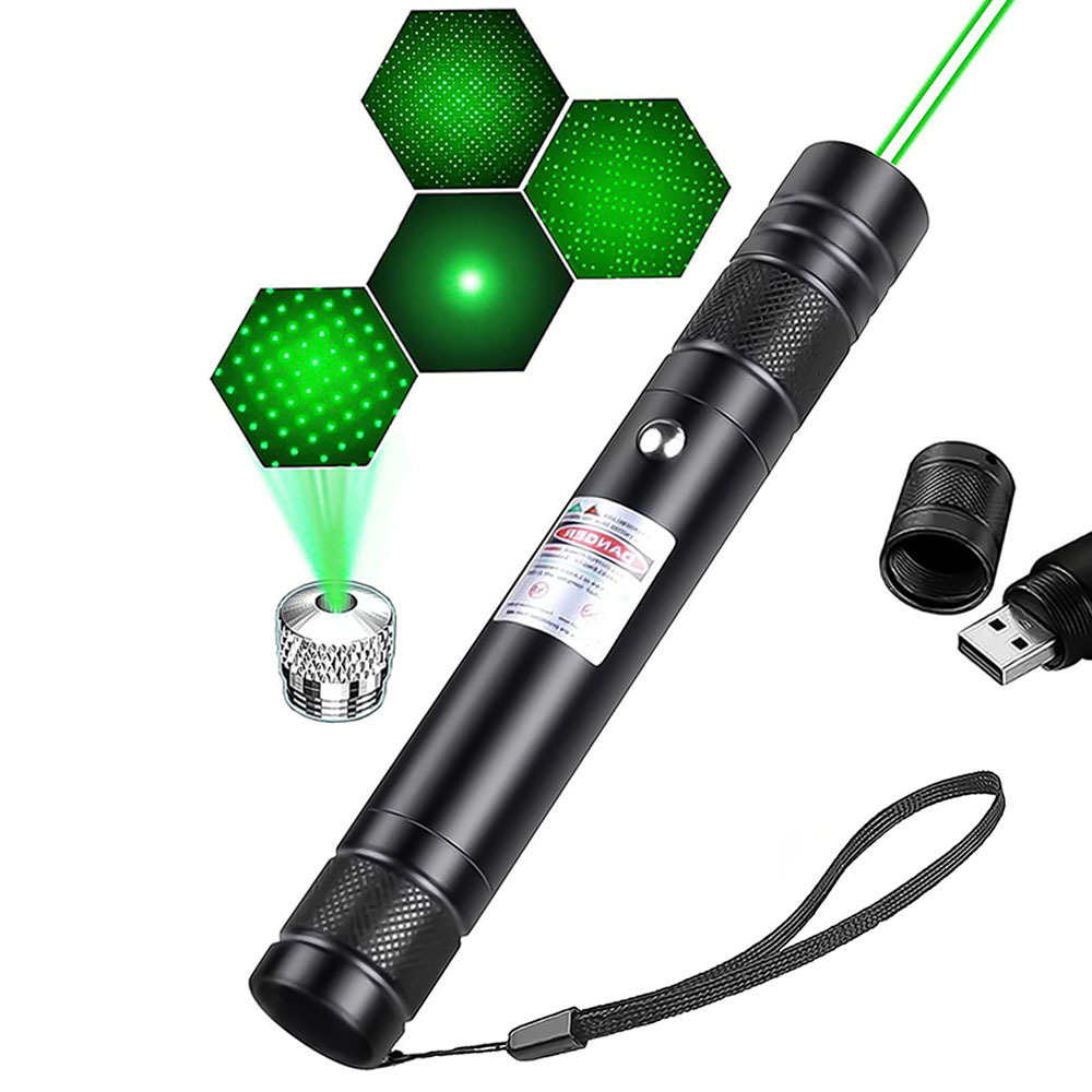 Factory Supplier Green Laser Pointer USB Rechargeable Battery Power Laser Light Cat Interactive Outside Camping Teaching Explore