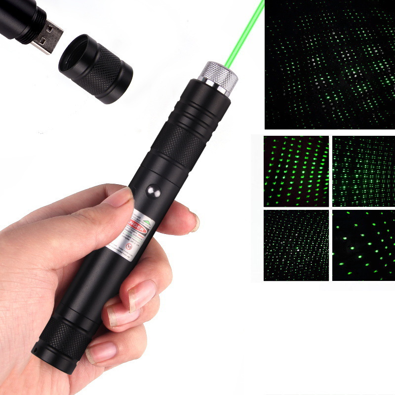 Factory Supplier Green Laser Pointer USB Rechargeable Battery Power Laser Light Cat Interactive Outside Camping Teaching Explore