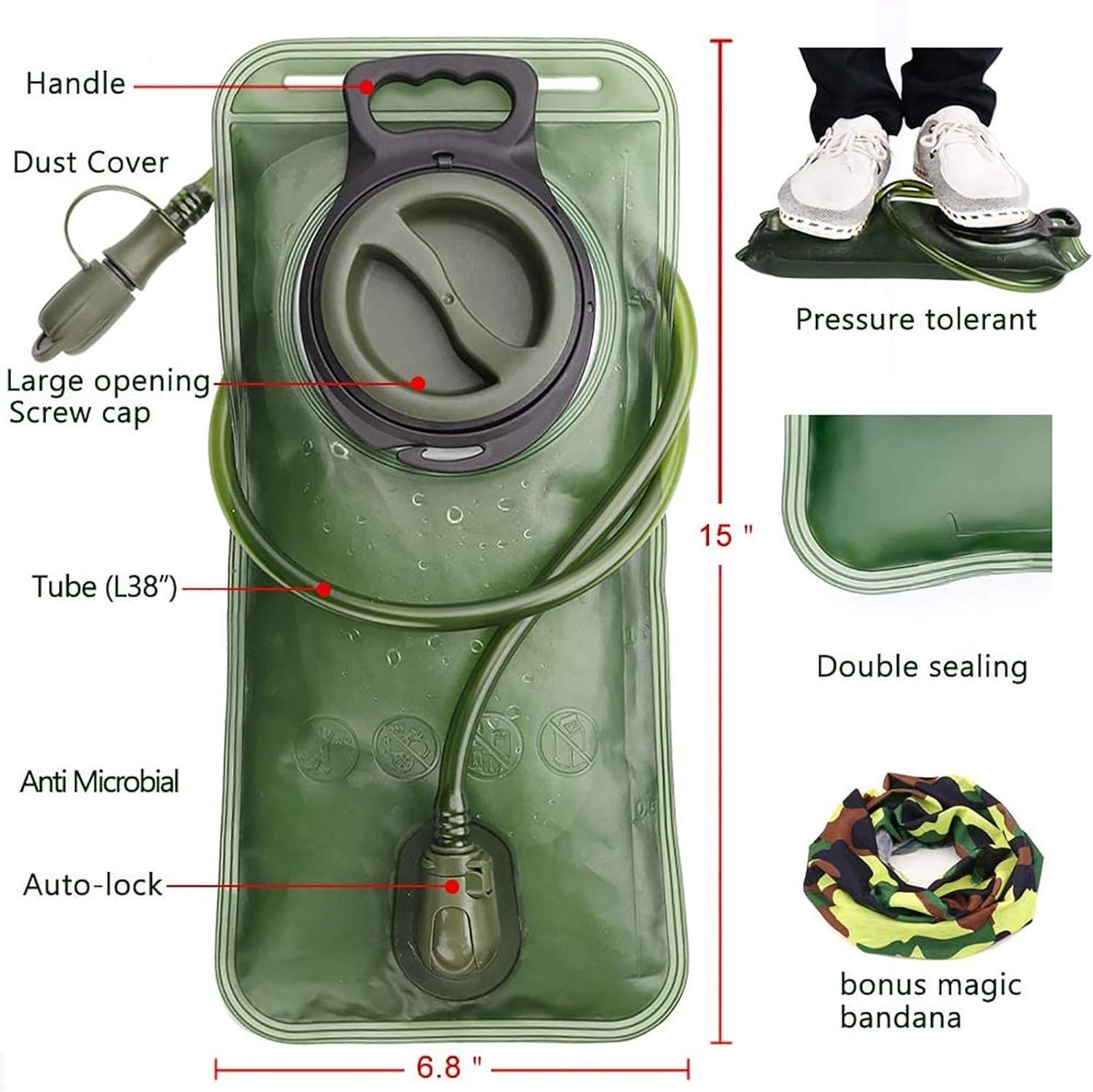 Best Quality Outdoor Professional Water Tank Drinking Odorless TPU Water Bladder 2l Large Capacity for Bicycle Running Hiking