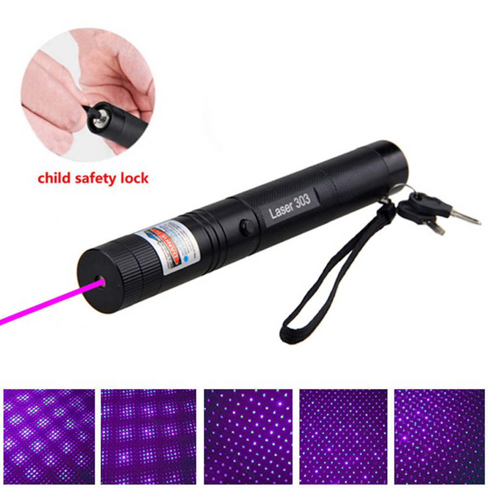 High Powerful Tactical Torch Long Range Laser Pointer Adjustable Focus 18650 Battery Purple 303 Laser Pointer with Flashlight