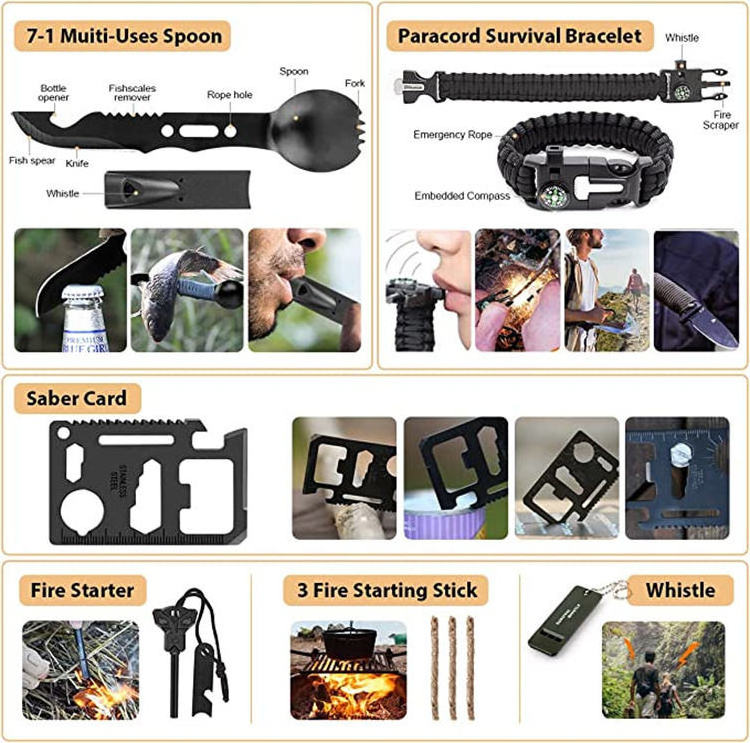 Wholesale Custom Survival Outdoor Kits Tactical EDC Emergency Gear Camping Tools