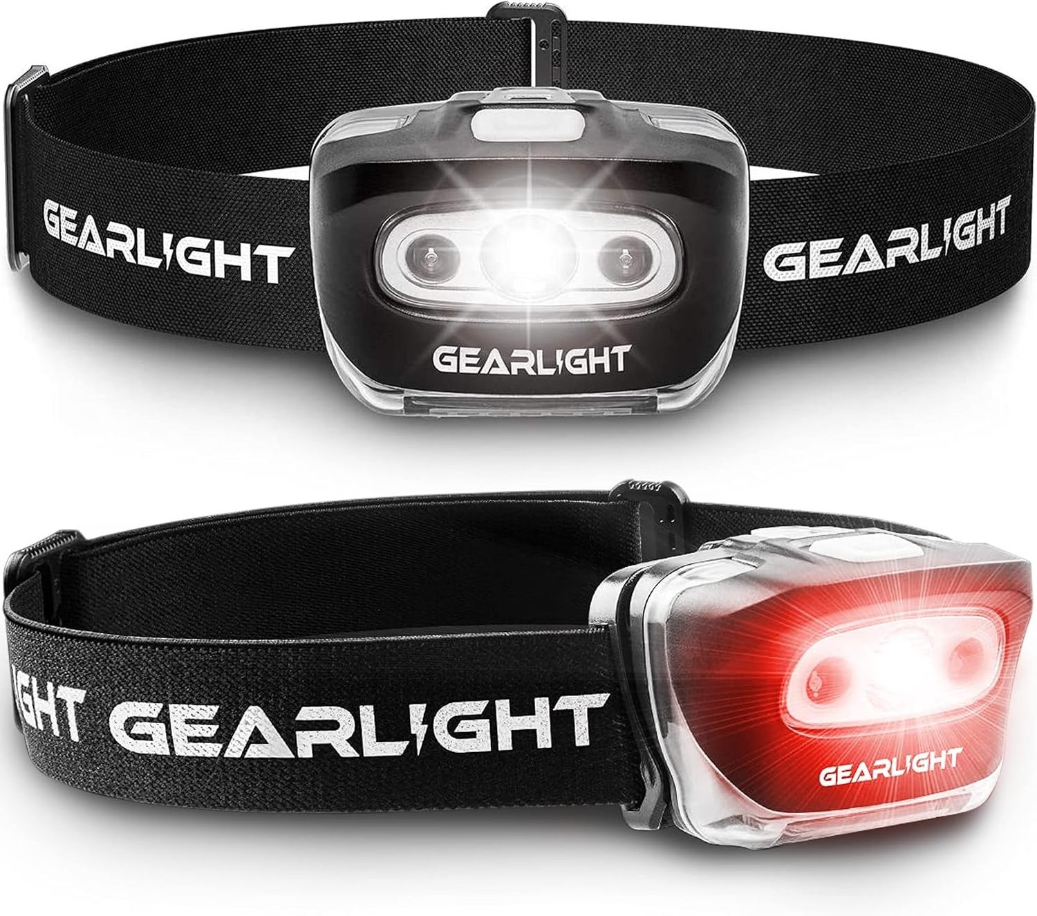 GearLight 2Pack LED Headlamp Outdoor Camping Headlamps with Adjustable Headband Headlight with 7 Modes