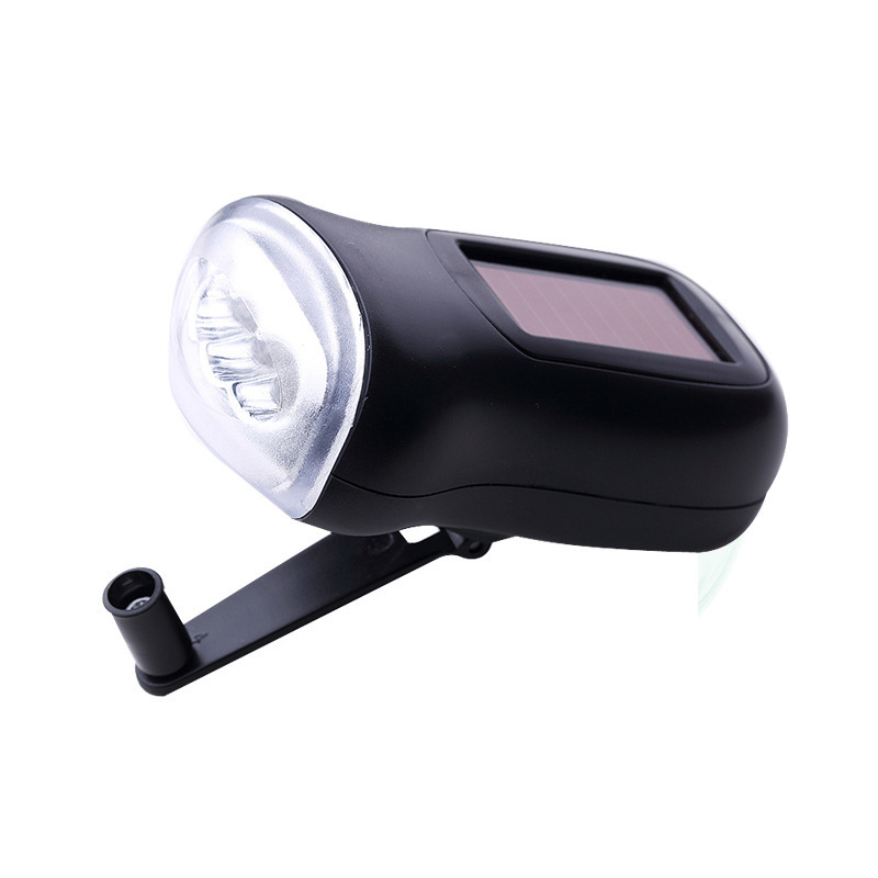 Emergency Multifunctional Hand Crank Flashlight LED Solar Energy Saving Torch for Outdoor Household Wholesale