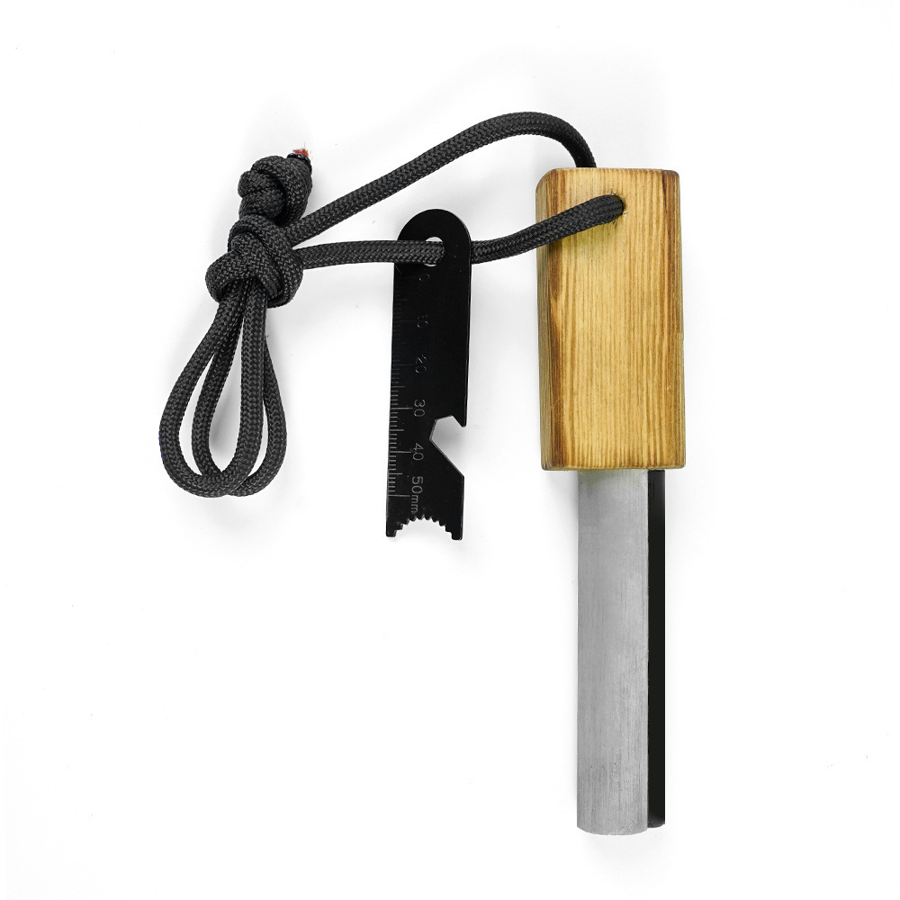 Outdoor Products Equipment Torch Wilderness Survival Flintstone Wood Handle Emergency Magnesium Fire Starter