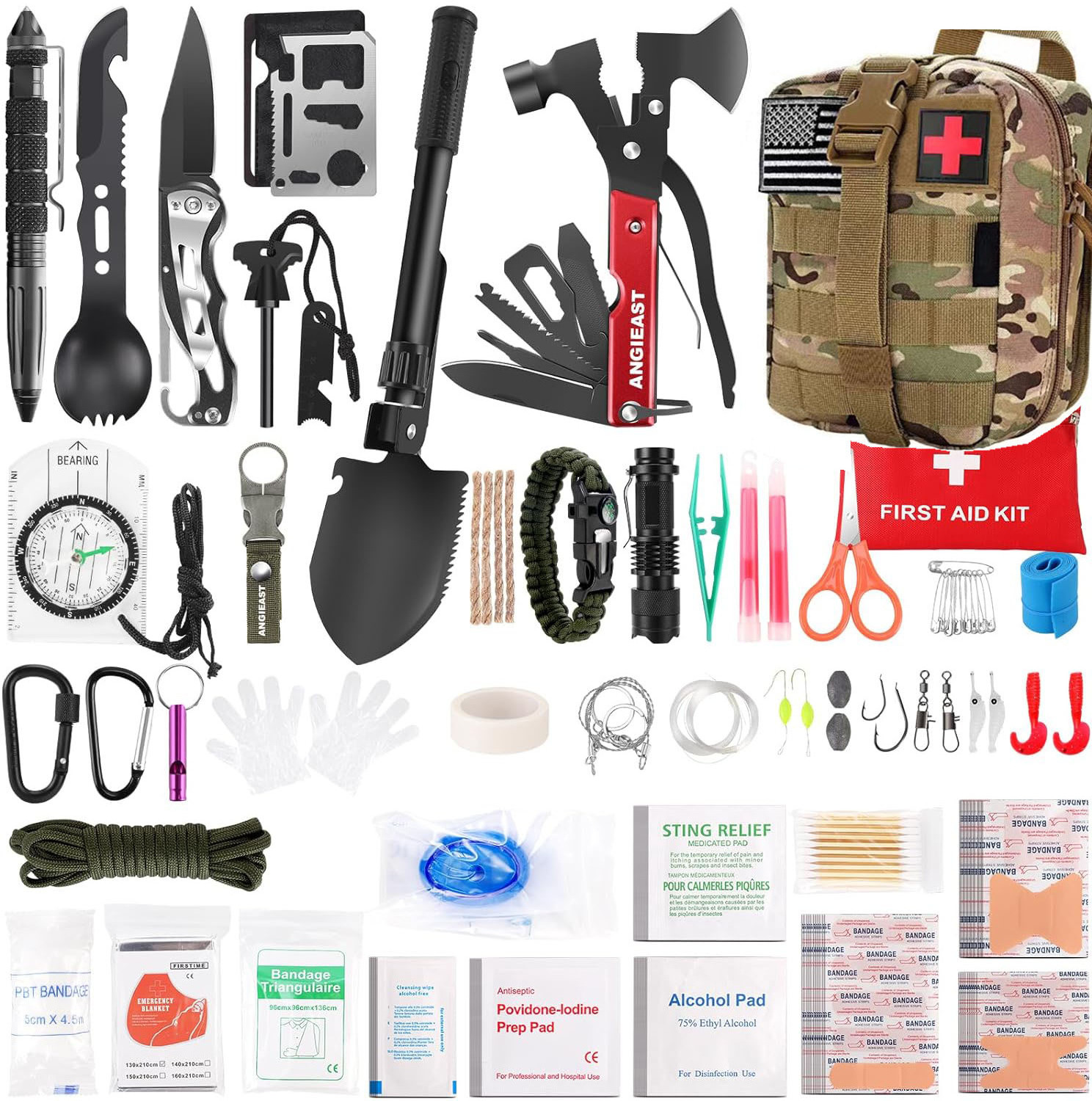 256 PCS  Molle Trauma Bag Outdoor Gear Emergency Kit Survival Tactical First Aid Kit for Camping