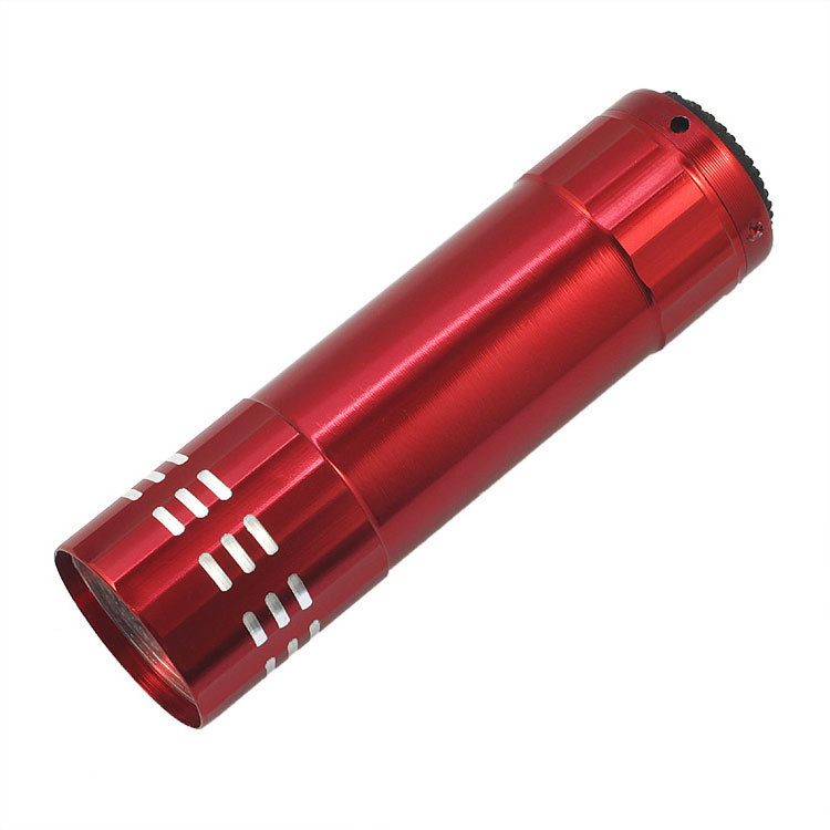 9 LED Small Size Red Blue Black Silver Aluminum Alloy AAA Dry Battery LED Pocket Flashlight