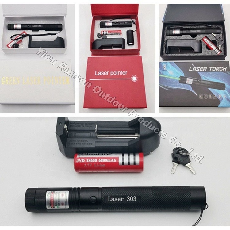 RS Wholesale 303 Laser Pointer Pen Long Distance Green LED Star Beam with Star and 18650 Battery Light Flashlight Features