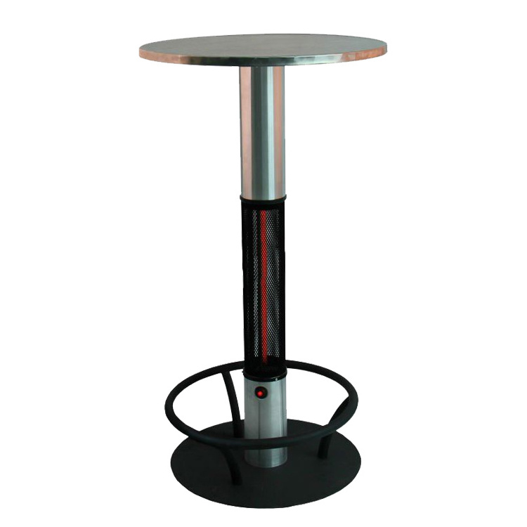 Infrared electric heater table patio vertical central with square bar table