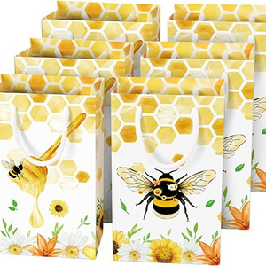 Bee Party Gift Bags for Kids Girls Honey Bee Birthday Party Supplies Candy Treats Goodies Favors Bags with Handle