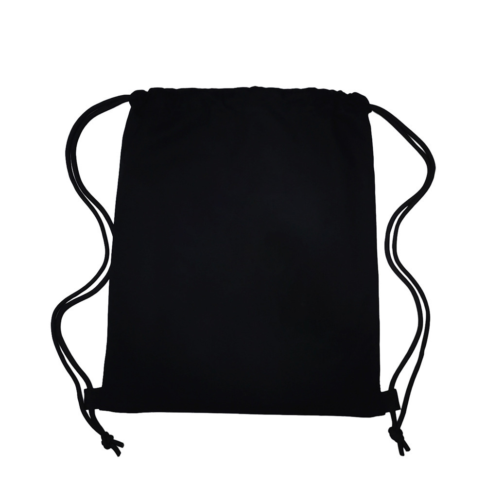 Promotional Factory price Black Cotton canvas drawstring bag sports gym sack backpack with logo