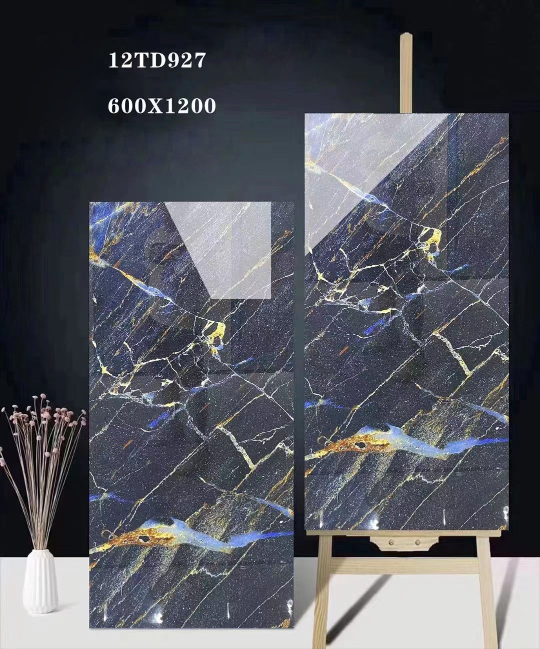 600x1200mm Porcelain Marble Glossy Slab Sintered Stone Tile Full Body Porcelain Floor Tiles