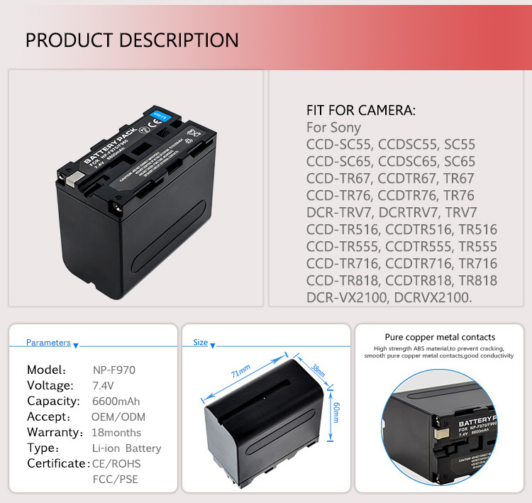 Camcorder Camera Battery FOR SONY NP-F970 NP-F960 NP-F550 NP-F570 NP-F750 NP-F770 NP-F980 NP-F990 NP-F970S