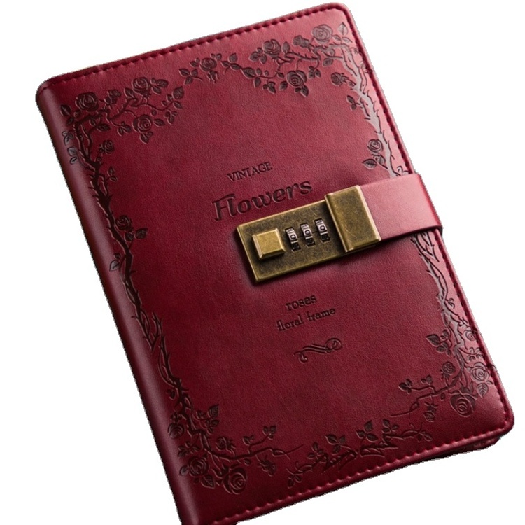 B6 Retro Pu Cover Notebook Diary Book With Password Lock