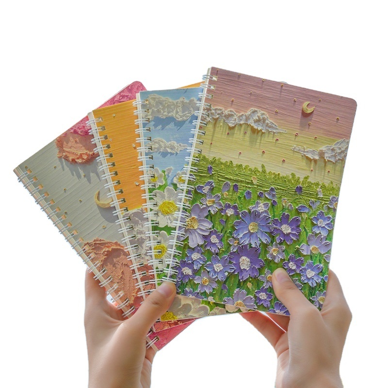 Oil painting landscape art small fresh notepad coil notebook for students