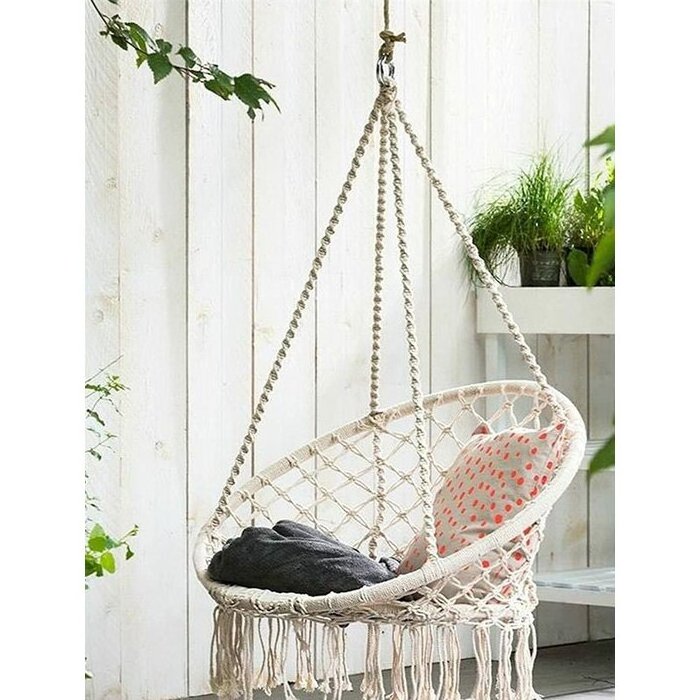 Outdoor Hanging Chair Swing Hammock With Cotton Rope