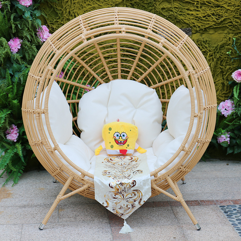 Wicker Rattan Swing Chair Hanging Egg Chair Cushions with Stand Cushioned Chair