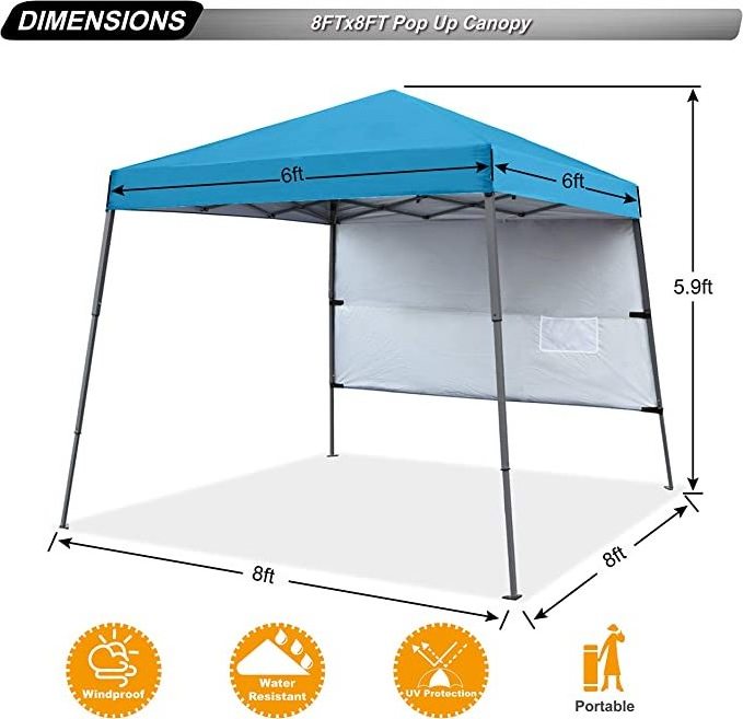 8 x 8 ft Base / 6 x 6 ft Top Cape Beach Other Tent Sun Shelter Pop Up Beach Gazebo with Backpack Bag Canopy Tent