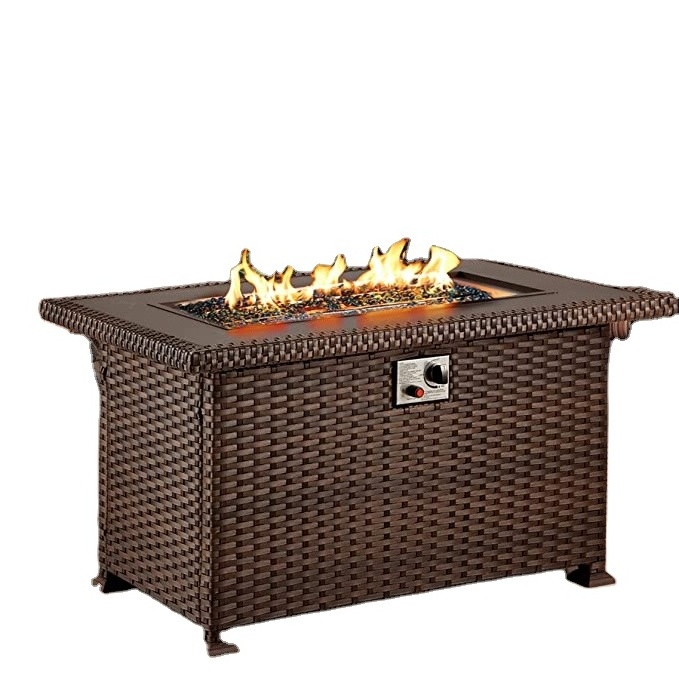 Outdoor Gas Fire Pit 50,000 BTU Steel Fire Table with Lid and Lava Rock Add Warmth Outdoor Table With Fire