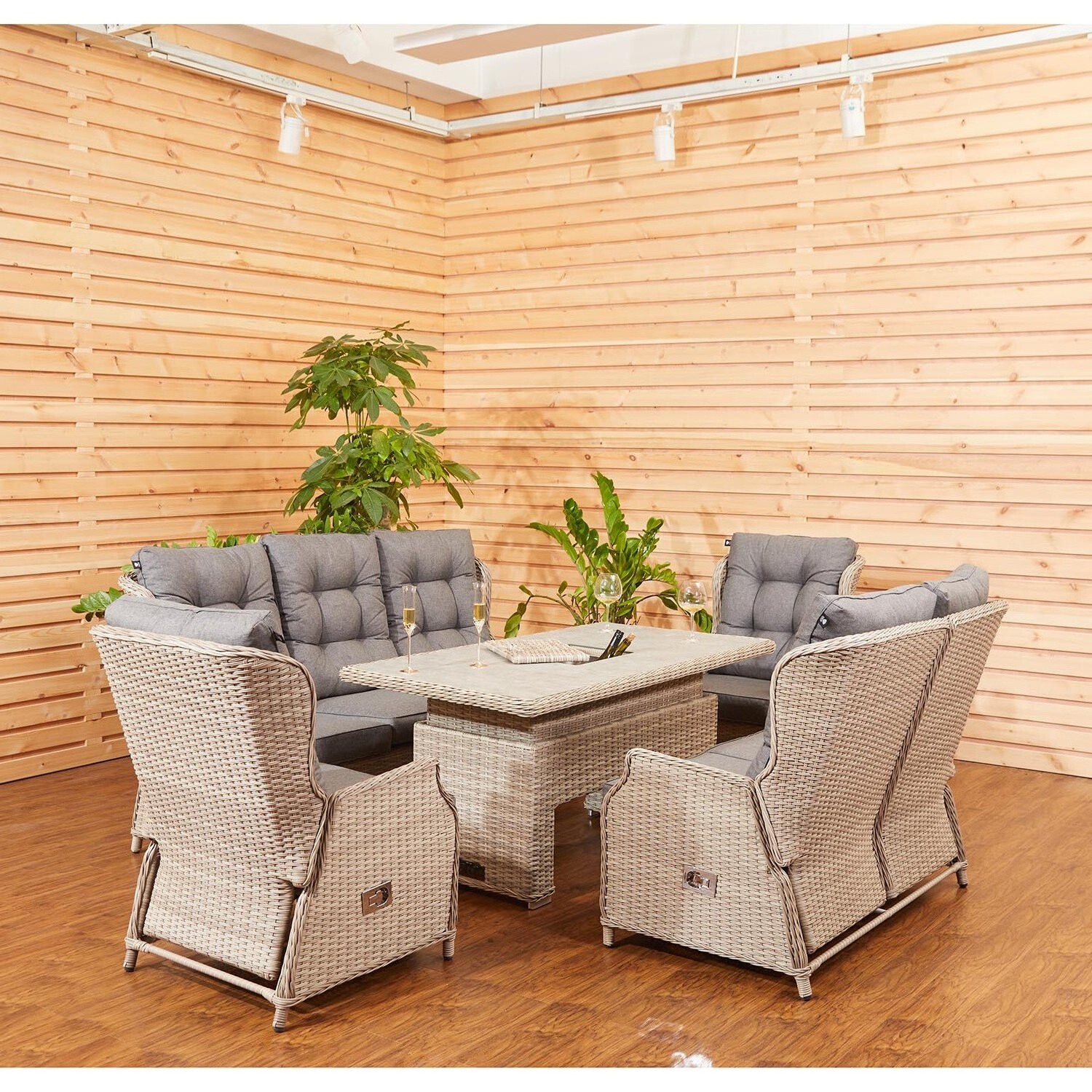 Outdoor Garden Modern Patio Rattan Sofa Garden Furniture Reclining Wicker Sofa And Armchairs Outdoor Furniture