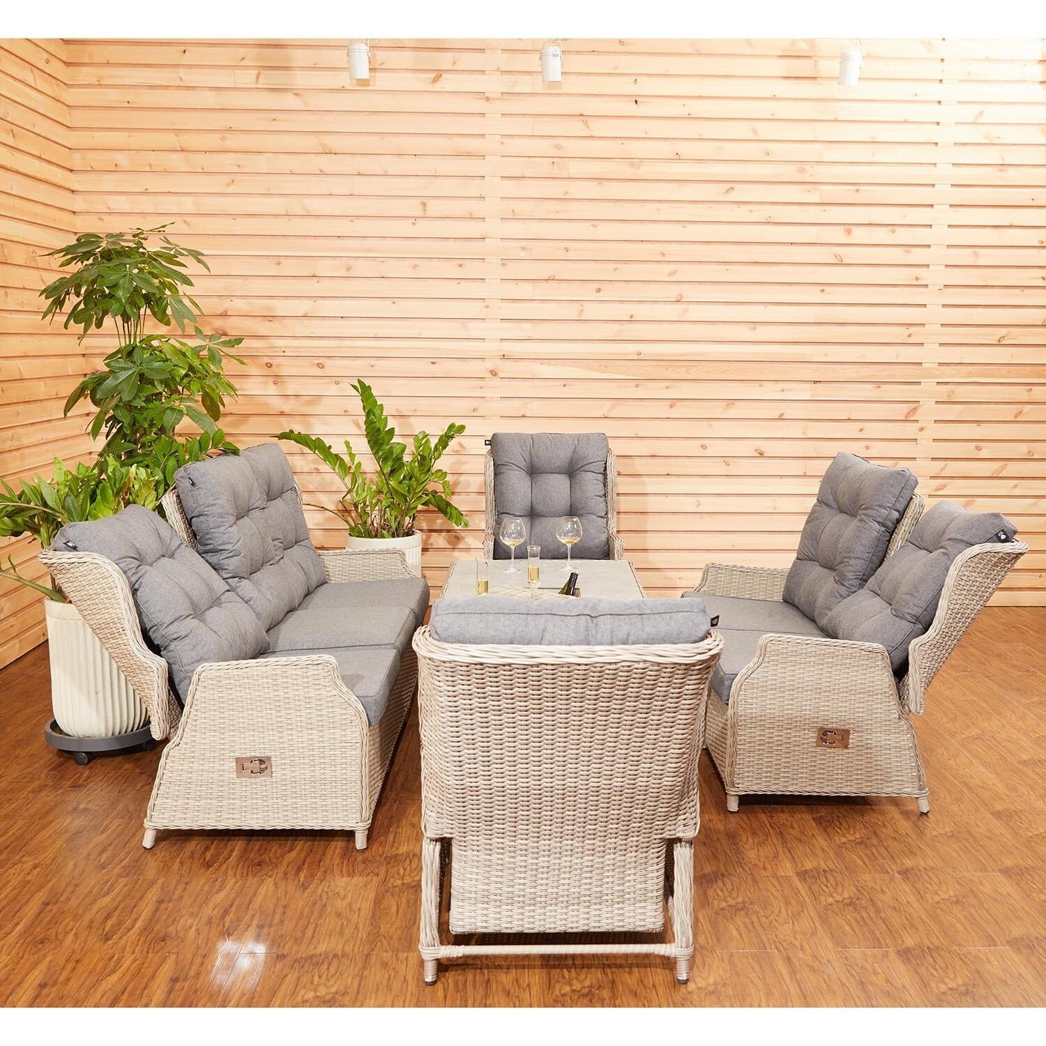 Outdoor Garden Modern Patio Rattan Sofa Garden Furniture Reclining Wicker Sofa And Armchairs Outdoor Furniture