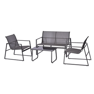 Modern Patio Garden Office Metal Frame KD Aluminium Furniture Set Outdoor 4 Piece Textile Sofa Set Garden Sets