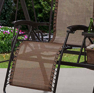 Outdoor Garden Patio Double Metal Hanging Swing Chair With Tea Table